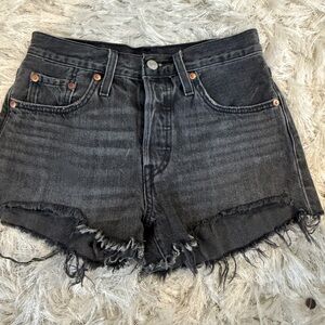Levi's Distressed Black Denim Shorts